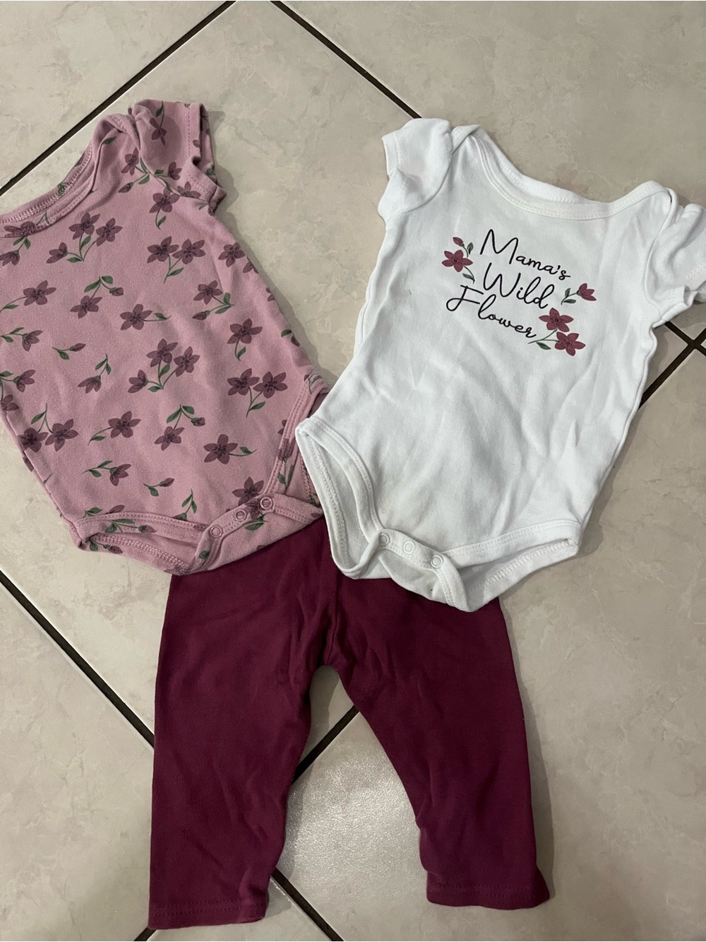 Mama's Wild Flower Pink & White Baby Matching Set